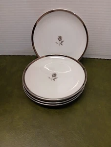4 Empress China Rosemont 121 Japan Bread Saucer Plates 6" Rose Platinum Rims - Picture 1 of 9
