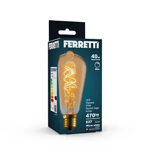 Ferretti Amber Squirrel Cage ST64 E27 dimmable led light bulbs - pack of 2 - Picture 1 of 1