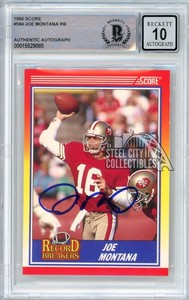 Joe Montana 1990 Score Record Breakers Autograph Card #594 BAS 10