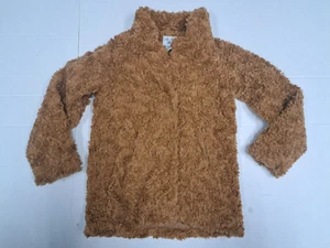 Colorful Plant Girls Teddy Coat Brown Faux Fur Jacket Fashion Girls Large 10/12 - Picture 1 of 2