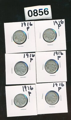 NÍQUEL BÚFALO - 1916-P - LOTE DE 6 MONEDAS CON FECHA - #0856 Foto 1 de 2