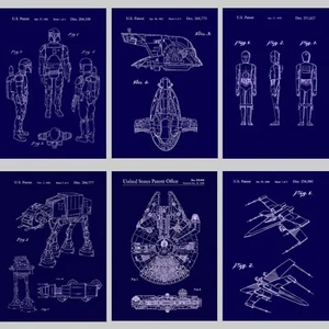 STAR WARS PATENT PRINTS: Design Blueprint Posters for Millennium Falcon and More - Picture 1 of 1