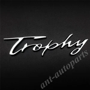 3D Chrome Metal Art Cursive Trophy Car Trunk Rear Emblem Badge Decal Stickers - Picture 1 of 4