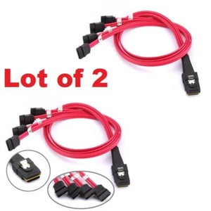 2Pcs 20in Mini SAS SFF-8087 Male to 4 SATA PC Server Drive HDD Cables Adapter US - Picture 1 of 4
