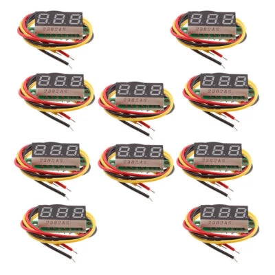 10pcs Mini Digital Voltmeter LED Panelmeter 3 Kabel, Messbereich DC 0-100V WT - Bild 1 von 4
