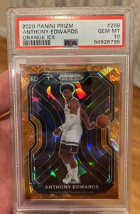 2020 Panini Prizm #258 Anthony Edwards Orange Ice PSA 10 Gem Mint