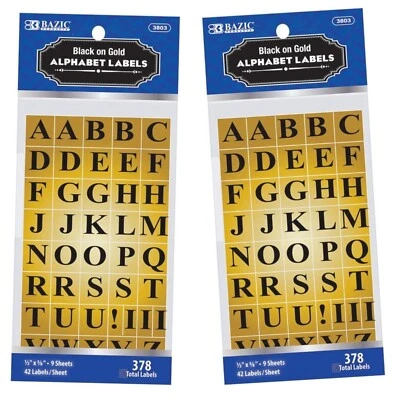 Gold Foil Alphabet Uppercase Letters Label - 2 Packs by BAZIC (756 Total Labels) - Image 1 of 2