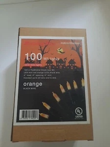 Halloween 100ct Mini Lights Indoor/Outdoor Orange. Black Wire NIB - Picture 1 of 3