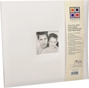 MBI 8025-19 Fashion Fabric Postbound Album 12-Inch by 12-Inch, White - Picture 1 of 2