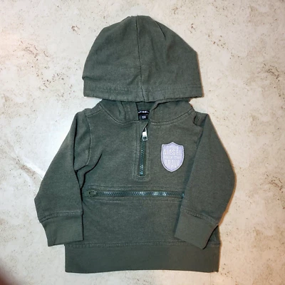 Diesel Olive Green Jogging Suit Logo 1/4 Zip Hooded Zip Pocket Pull On Pant 12M - Image 1 of 4