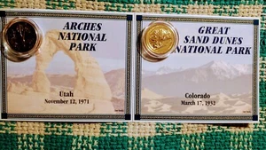 LOT OF #2 GOLD PLATED STATE QUARTERS UTAH/COLORADO NATIONAL PARKS - Picture 1 of 14