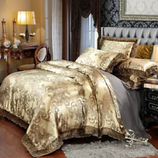 Jacquard Bedding Sets 4pcs Lace Satin Duvet Cover Set Wedding Bedsheet Linen