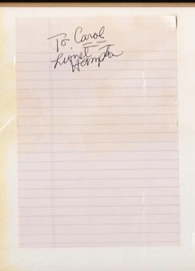 LIONEL HAMPTON 5x7" AUTÓGRAFO Hoja Firmada a Mano - CREAR DISPLAY - Imagen 1 de 2