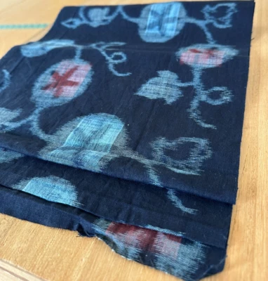 Vtg Japanese Kasuri Indigo Cotton Fabric Textile Remnant 34-57in Boro Sashiko - image 1 of 4