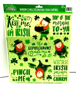 ST Pattys Day Reusable Window Clings - LEPRECHAUNS Word Sayings SALE - Picture 1 of 1