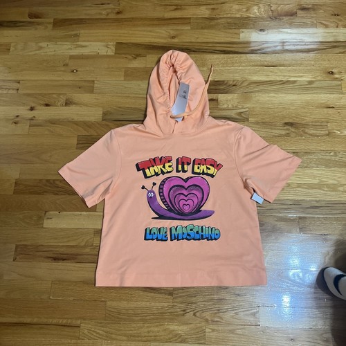 Felpa con cappuccio LOVE MOSCHINO e maniche corte nuova taglia Us 6. iT 40