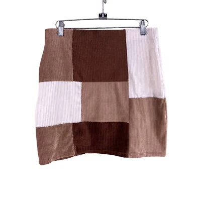 Minifalda Derek Heart Juniors Talla Grande Marrón Tostado Crema Color Bloque Elástico  Foto 1 de 4