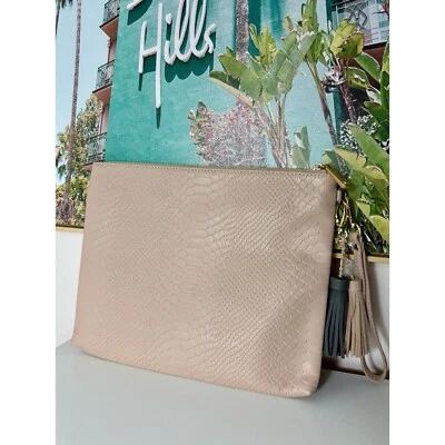 Encantador bolso grande Charlie beige tostado piel de serpiente imitación cuero con borlas Foto 1 de 4