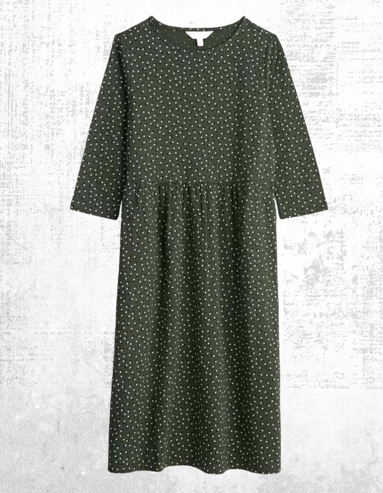 Women’s Seasalt  Jersey Dress Crew Neck ¾ Sleeve Strew Tulip Thread Beech — 第 1/4 张图片