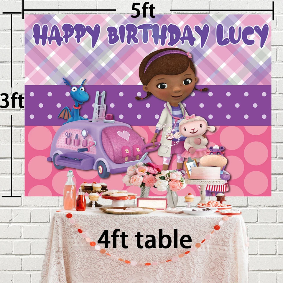 Doc McStuffins Personalised Custom Banner Backdrop Party Supplies Birthday Gift - Image 1 of 4