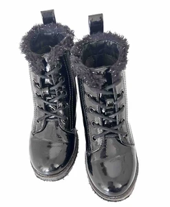 MIA High Top Boots Toddler Girls Size 10 Black Lace Up Patent Leather - Picture 1 of 7