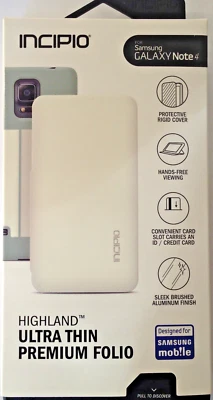 Incipio Highland Ultra Thin Premium Folio Samsung Galaxy Note 4 White Brand New! - Image 1 of 4
