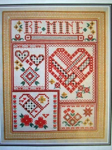 Be Mine Hearts embroidery Hardanger satin stitches Hardangerson pattern - Picture 1 of 3