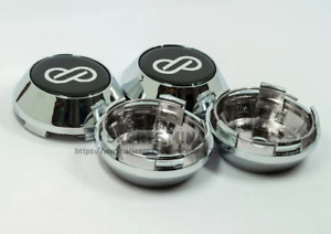 NEW 4pcs 65mm Enkei Hubcaps Rim Caps Wheel Center Caps Badges Black Chrome
