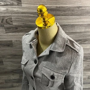 RELATIVITY Blazer-Jacke Knopfleiste gefüttert grau Fischgrätmuster Wolle Damen Größe S - Bild 1 von 12