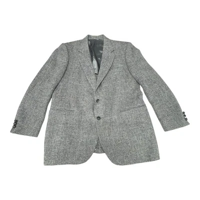 Blazer De Colección Stafford Harris Tweed Hombres 46R Gris Tweed Lana Escocesa Clásico Preppy Foto 1 de 4