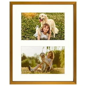4x6 Aluminum Collage Frame Displays 6x4 Pictures with 2 Openings Mat - Picture 1 of 8