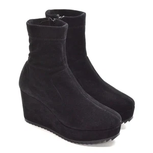 Stivaletti donna Pedro Garcia $695 Urika zeppa tacco 37/7 neri scamosciati scarpe stivali - Foto 1 di 7