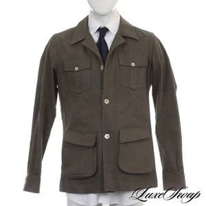 #1 MENSWEAR LNWOT G. Inglese Dark Olive Thick Twill Belted Safari Jacket Coat L - Bild 1 von 6