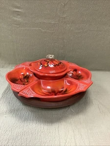 Vintage Calif Orig 755 759 Keramik Mid Century Servierset Red Lazy Susan Dragon - Bild 1 von 4