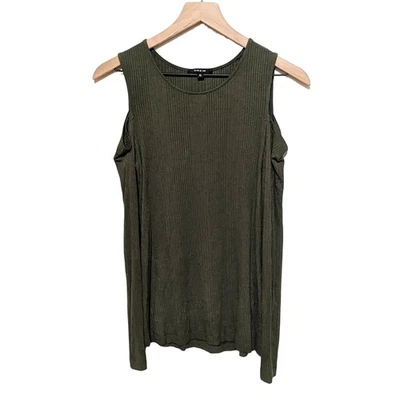 DREW S Verde Oliva Acanalado Tejido Manga Larga Hombro Frío Top Cuello Redondo Para Mujer Foto 1 de 4