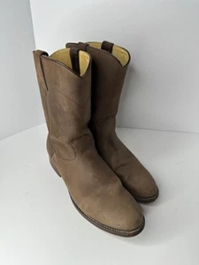 J. Chisholm Cowboy Western Boots Brown Roper 90478 Leather Mens Size 10.5D - Picture 1 of 11
