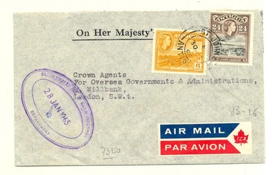 ANTIGUA 1965 --AIRMAIL STICKER -1 x CV -F//VF  - Image 1 of 2