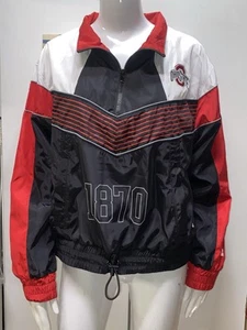 Giacca a vento Ohio State Buckeyes donna M rossa nera bianca 1/4 zip - Foto 1 di 5