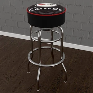 Corvette C1 Black 31 in. Red Backless Metal Bar Stool with Vinyl Seat - Picture 1 of 7