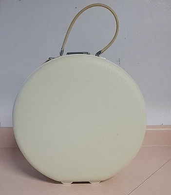 复古 American Tourister Tiara 圆形旅行行李箱帽行李箱白色 17 英寸带标签 — 第 1/4 张图片