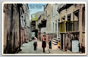 Petit rue Sous-le Cap Street View Quebec City QC Canada WB Postcard L21 - Picture 1 of 2