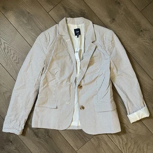Gap NWT Blazer Seersucker Stripe Academic Preppy Nautical Coastal Women's 2 - Picture 1 of 5