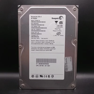 Seagate Barracuda 40GB ST340017A 3.5” SATA Hard Drive HDD FW 3.31 Tested Working - Image 1 of 4