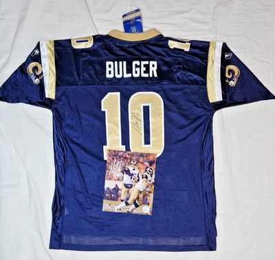 Camiseta deportiva grande para adulto nueva con etiquetas autografiada/firmada de los St. Louis Rams MARC BULGER #10, NUEVA Foto 1 de 4
