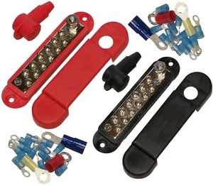 (Par - Rojo y Negro) 12 Bloque de Distribución de Terminales -BUSBARS - Con Terminal de Anillo - Imagen 1 de 3