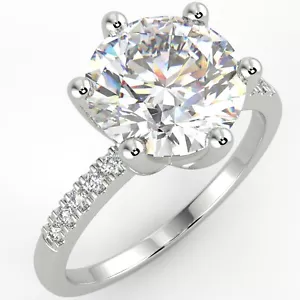 Round Diamond Engagement Ring Pave 2.53 Ct VVS2 F 14ct White Gold - Picture 1 of 6