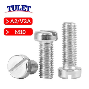 Viti cilindriche M10 DIN 84 acciaio inox V2A A2 viti a testa cilindrica con fessura - Foto 1 di 14