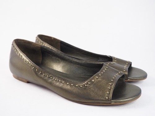 NIKE Ballerine Cole Haan bronzo scintillante punta aperta borchiate taglia 7 (US)