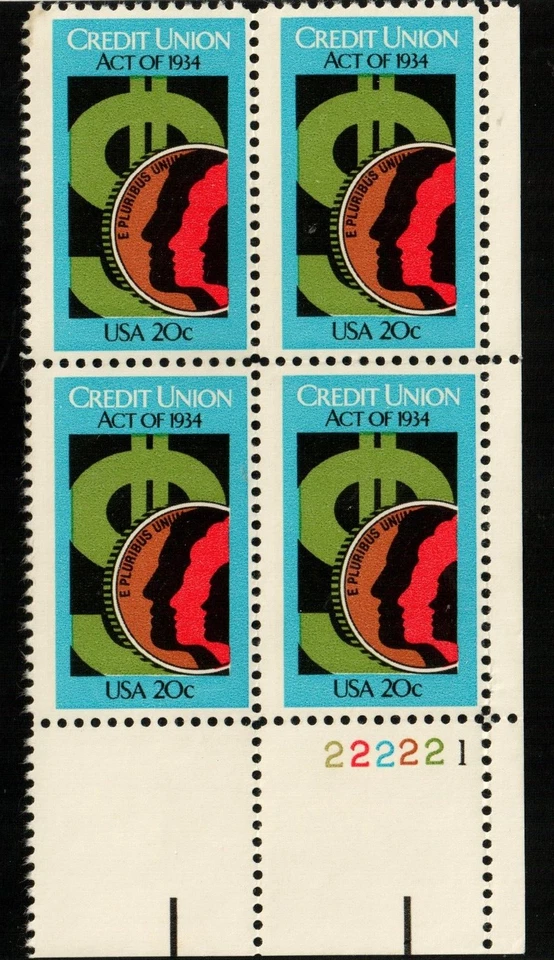 Scott 2075 20¢ Credit Union Act MNH Free Shipping - Image 1 of 1