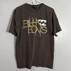 Vintage Y2K Billabong Surf Surfing Brown Yellow Short Sleeve T-Shirt Mens Large - Picture 1 of 4